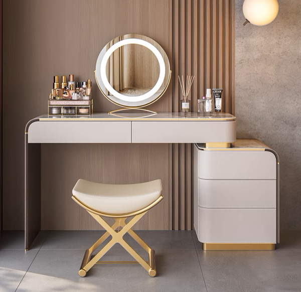 Eleganza Stone & Leather Vanity Ensemble