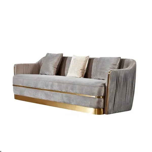 Velvet Luxe Gold Trim Sofa