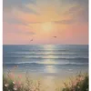 Hand-Painted Sunrise Over Ocean Waves Textured Oil Painting