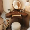 Aria Curve Corner Dressing Table with 360° LED Mirror