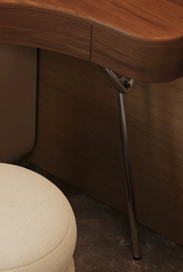 Aria Curve Corner Dressing Table with 360° LED Mirror